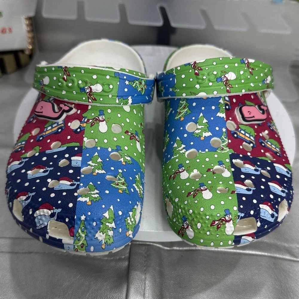 (S4) CROCS x Vineyard Vines Patchwork Holiday Clogs Big Kid's Size 11C